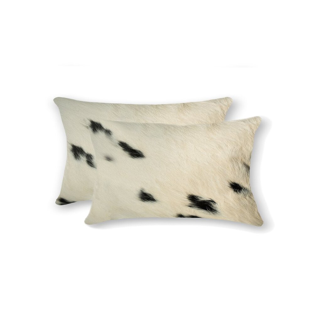 Natural Home Decor Torino Kobe Cowhide Pillow | 2-Piece | White & black | 12"x20